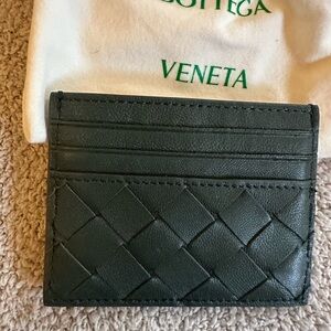 Bottega Veneta Forest Green Woven Card Holder